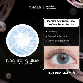 Kính áp tròng VIVIMOON cận màu xanh cho mắt thở Nha Trang Blue (Giá 01 đôi)