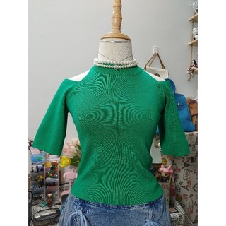 Xả áo thun crop top, kiểu, trễ vai thun, len montoghi, cotton 2hand