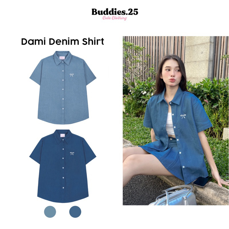 Áo sơmi jean Dami thêu nơ Buddies.25