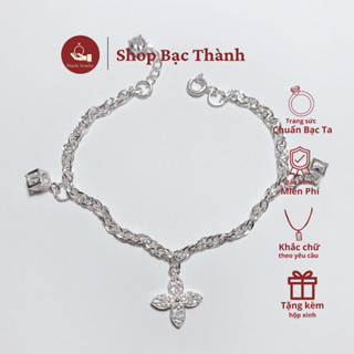  Lắc tay nữ Kép Xoắn Bạc Ta mix charm xinh dày dặn  Ảnh Thật  Có Bảo Hành Làm Sáng   