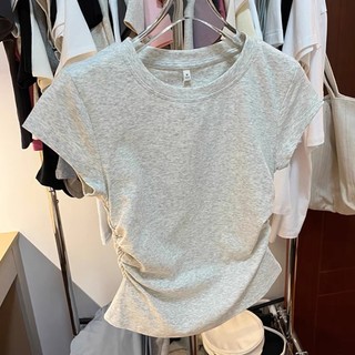 Áo thun Nice Clothes Trơn Xếp Nếp phong cách thường ngày cho nữ NU92 (xám nhạt/ghi/trắng/đen)