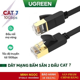 Dây cáp mạng cat7 ethernet đúc sẵn dạng dẹt chính hãng ugreen nw106 cao cấp dài 10m-15m-20m