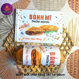 1000 tờ giấy gói bánh mì heo quay - kt 14*20cm- in full màu - giấy fort 60g -ms03