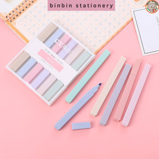 Hộp 6 bút dạ quang highlight màu dịu, không chói mắt, kiểu dáng đơn giản, thân vuông, đều mực, trang trí bài vở