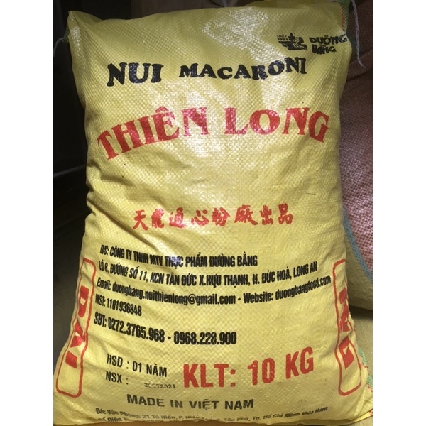 Nui Ống/ Nui Tôm/ Nui Ngắn/ Nui Xoắn/ Nui Sao Vàng, Trắng Thiên Long Bao 10kg