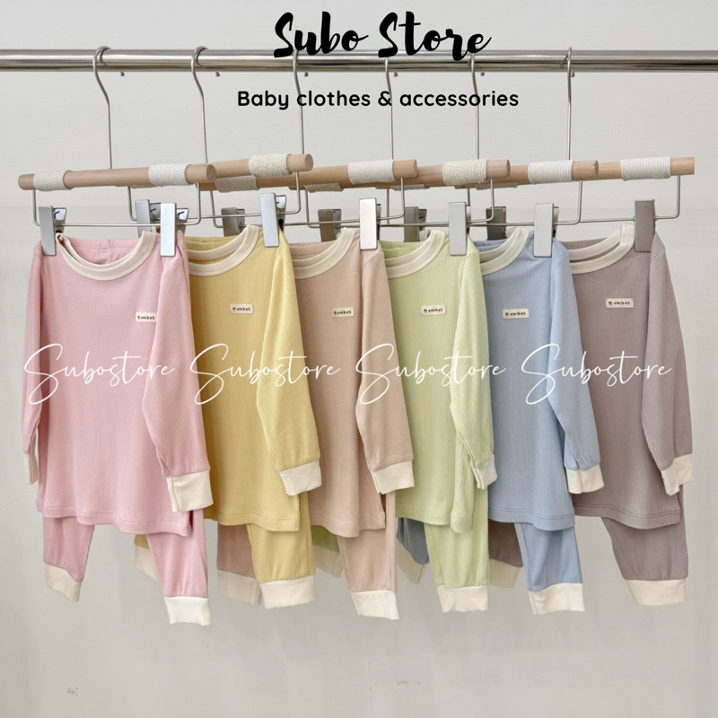 [CHÍNH HÃNG/EMBES] Bộ dài tay thu đông embes chất thun tăm màu sắc Hàn Quốc dễ thương