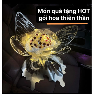 Set vật liệu tự làm bó hoa THIÊN THẦN S0383 tặng kèm đèn quà dễ thương quà tặng handmade độc đáo ý nghĩa DIY