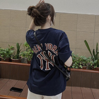 Áo Thun Nam Nữ MLB In NY New York Chữ Đỏ Tay Lỡ Form Rộng Vải Cotton 2 chiều 270gsm Full Tag Mạc Túi Zip - Mẫu 11