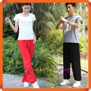 Quần Dài Màu Trơn Bo Gấu Nam Nữ Vải Xô Lụa Mỏng Mát Thể Dục Đi Phượt Đi Biển Chống Nắng Chống Muỗi Đốt - Lucky Girl shop