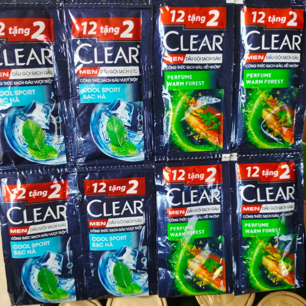 14gói / Dây Dầu Gội Dầu Clear Men Phong Lữ / Clear Men Bạc Hà 5g/gói