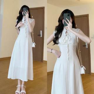 Váy cổ trụ Hami dress dáng dài thắt nơ tiểu thư CHANGSTORE - V150