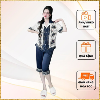 Đồ bộ nữ  đủ size 40- 73kg💖 𝑭𝑹𝑬𝑬𝑺𝑯𝑰𝑷 💖 Đồ bộ lua latin,bộ mặc nhà quần lửng mặc thoải mái.