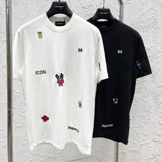  Áo phông nam nữ Dsquared2 in hình Sticker chó dứa - Áo thun DSQ2 From Dáng Unisex Siêu Hot 