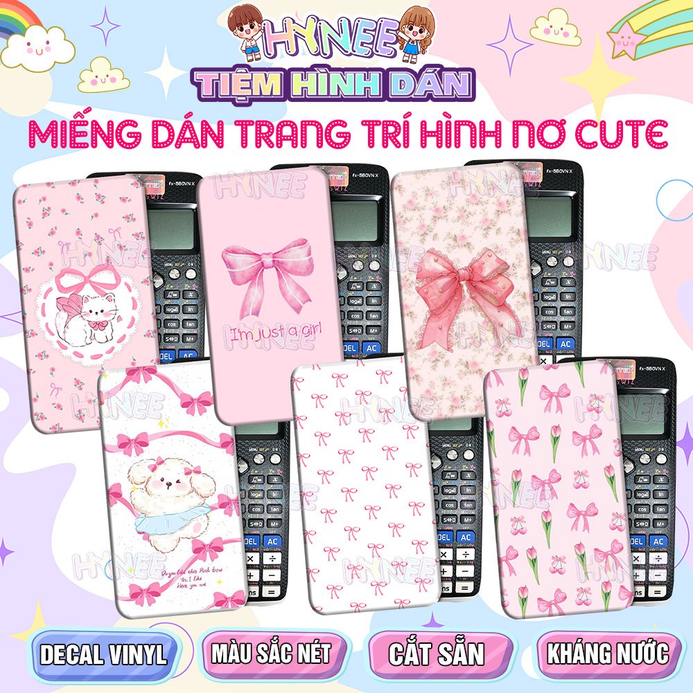 Miếng Dán Máy Tính Coquette Hình Nơ Dễ Thương - Skin Máy Tính Casio 580 - Vinacal - Flexio - Sticker