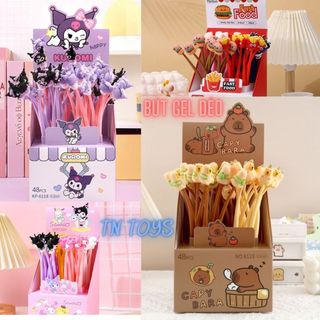  Bút gel dẻo Sanrio Kuromi KFC  CapyBara Cô Bé Hoa Qủa mực xanh đen 0.5mm làm quà tặng học sinh 