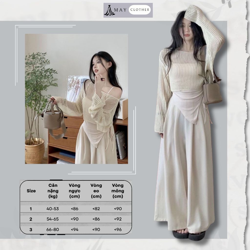 Set Đồ Nữ - Áo 2 Dây Lệch Vai Mix Với Quần Ống Rộng Phong Cách Nhẹ Nhàng Nữ Tính | BigBuy360 - bigbuy360.vn