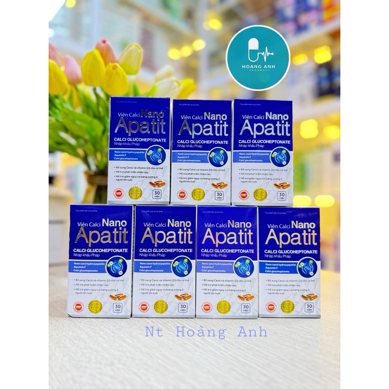Canxi Nano Apatit [ hạn 2027 hộp 30 viên] bổ sung canxi D3  hỗ trợ phát triển chiều cao ,giảm nguy c