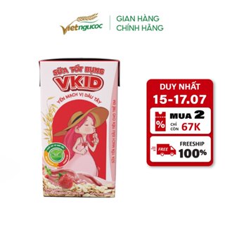Combo 2 Lốc Sữa Yến Mạch Vkid VIỆT NGŨ CỐC Cho Bé Thơm Ngon Vị Dâu Tây 110ml/Hộp