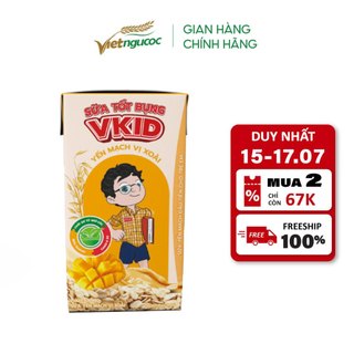 Lốc 4 Hộp Sữa Yến Mạch Vkid VIỆT NGŨ CỐC Cho Bé Thơm Ngon Vị Xoài 110ml/Hộp