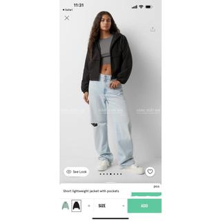 Áo khoác gió nữ croptop 2 lớp Pull$Bear hàng xuất dư xịn vải mềm mịn, có mũ tay bo