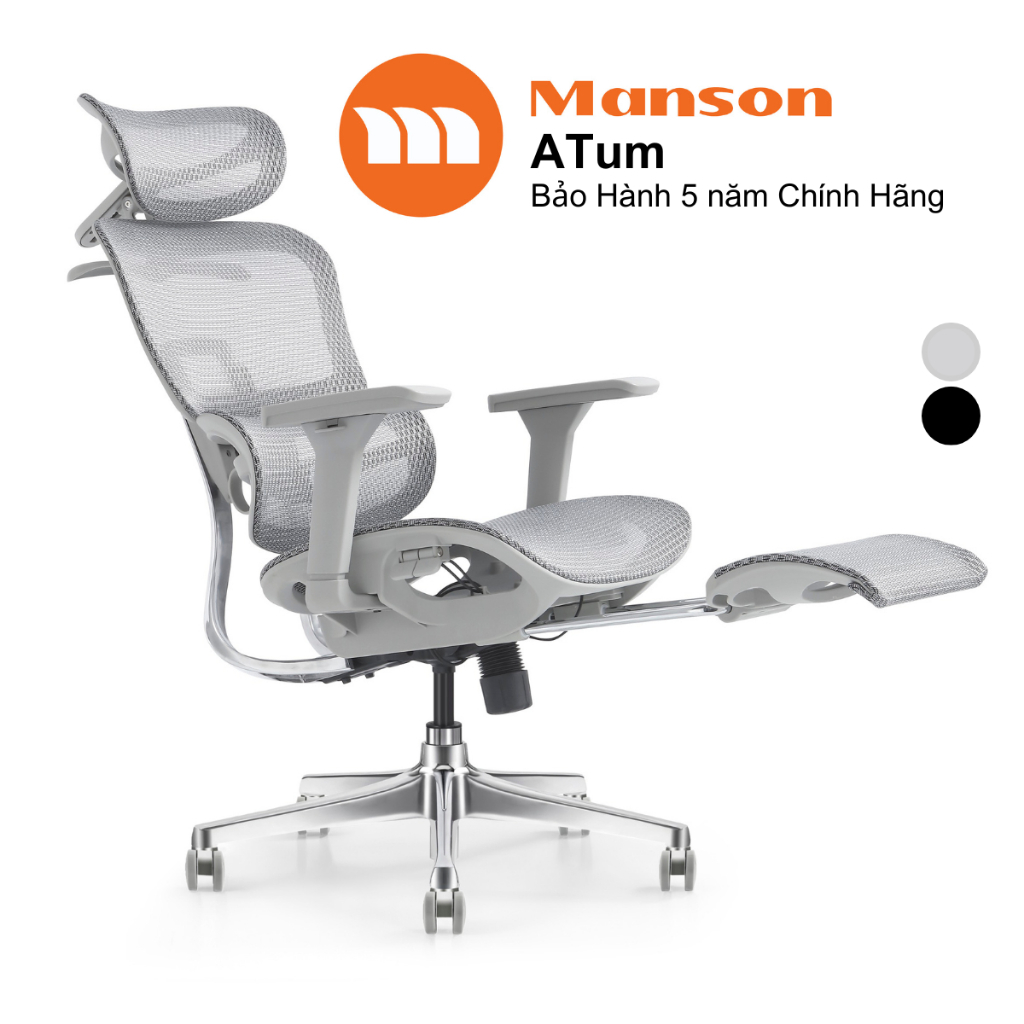 Ghế Công Thái Học Manson Atum Tựa Đầu 6D, Ghế Xoay Văn Phòng Lưng Hợp Kim