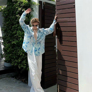 [ SIÊU SALE 4.4 ] Áo sơ mi nam nữ tay dài phối màu dệt hoạ tiết bông hoa KS Clothes 888 Menswear Shirts