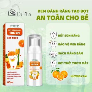 Bọt đánh răng cho bé nuốt được Dulifa hương cam, thơm miệng, sạch mảng bám, giảm sâu răng 60ml