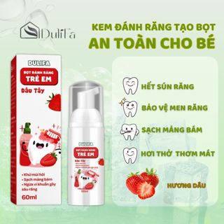 Kem đánh răng cho bé nuốt được tạo bọt Dulifa hương dâu, thơm miệng, sạch mảng bám, giảm sâu răng 60ml