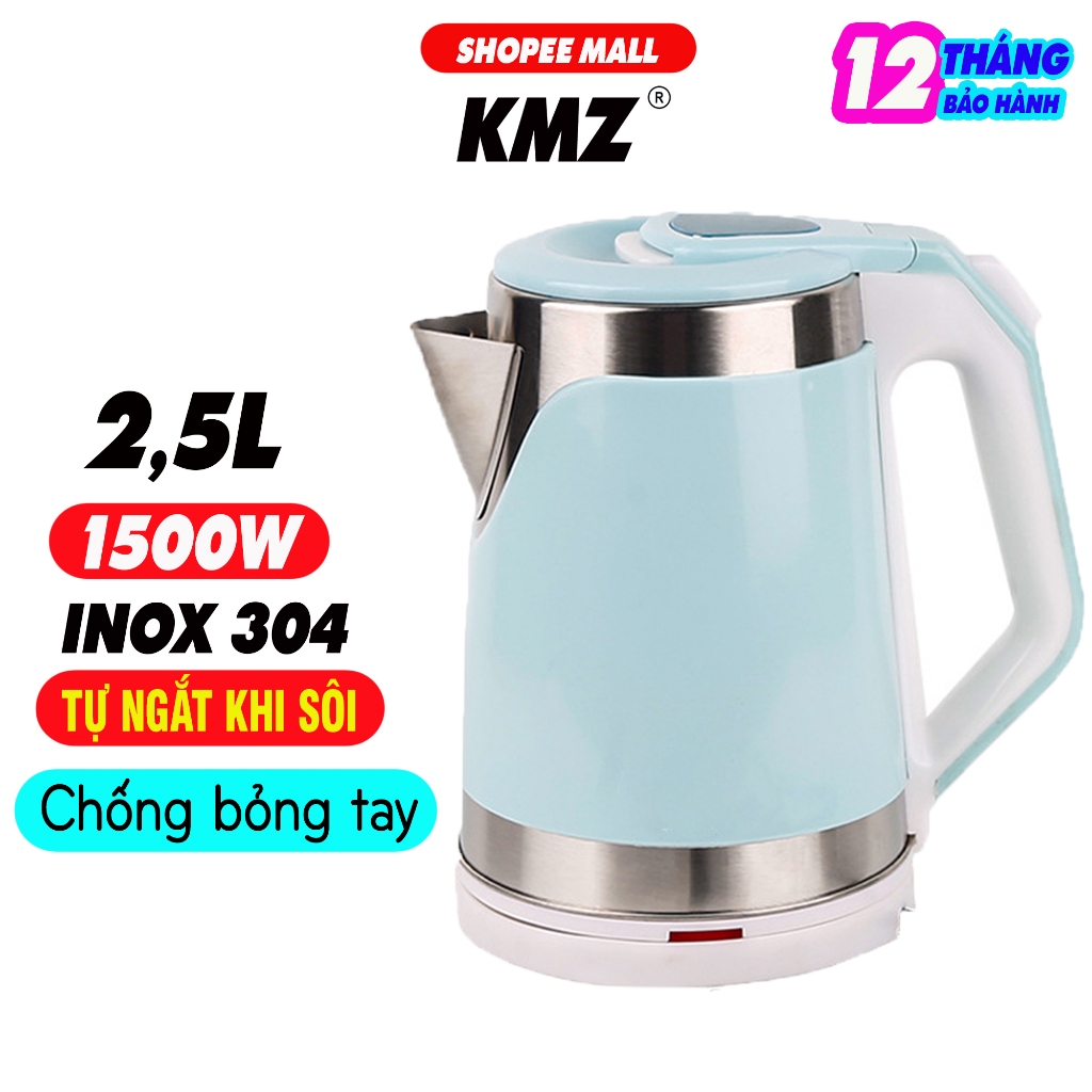 Ấm đun siêu tốc, Bình đun nước siêu tốc 2.5L KMZ K250 - Bảo Hành 1 Năm