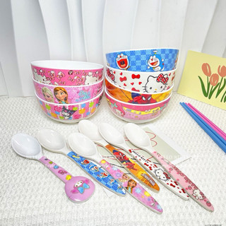 🌸𝐓𝐀̣̆𝐍𝐆 𝐐𝐔𝐀̀🌸 Tô chén - muỗng Hello Kitty - Doremon Doraemon