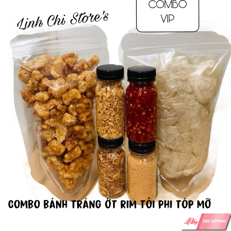 Combo 400g bánh tráng ớt rim hành tỏi phi tóp mỡ