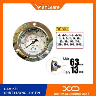 [Hàng đẹp, nhiều size] Đồng hồ đo áp suất dầu chân ngang Badotherm, mặt 63