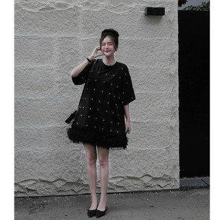 BIGSIZE HIẾU HIẾU (55-95KG) - Đầm suông babydoll nữ đính ngọc phối bèo thoải mái