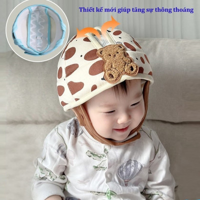 Mũ bảo vệ đầu, nón bảo vệ đầu siêu nhẹ thoáng khí kiểu dáng Hàn Quốc cho bé tập bò, tập đi