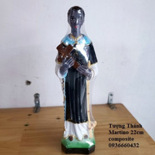 Tượng Thánh Martino (Mactin) 22cm áo đenchất liệu composite quà tặng tượng công giáo