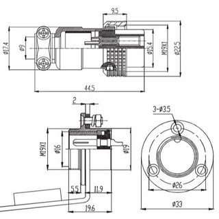 Bộ Giắc Cắm Đực Và Cái M19 2, 3  4, 5, 6, 7, 8 , 9, 10, 12, 14, 15 chân: