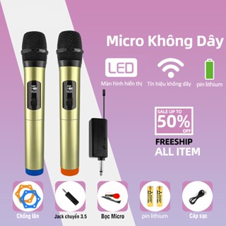 Bộ Mic Không Dây Karaoke UHF-038 hát karaoke Cho Mọi Loa Kéo, Âm Ly, đầu míc bằng thép cao cấp, Đầu micro