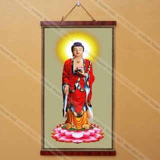 (NHIỀU MẪU) Tranh Phật Giáo 30x60cm nẹp gỗ  treo tường bằng vải cao cấp dày dặn
