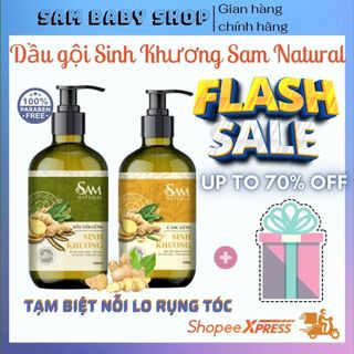 Cặp dầu gội đầu, dầu gội gừng xả Sinh Khương Sam Natural - Dầu gội mọc tóc ngăn rụng tóc 500ml - Sam Baby Shop