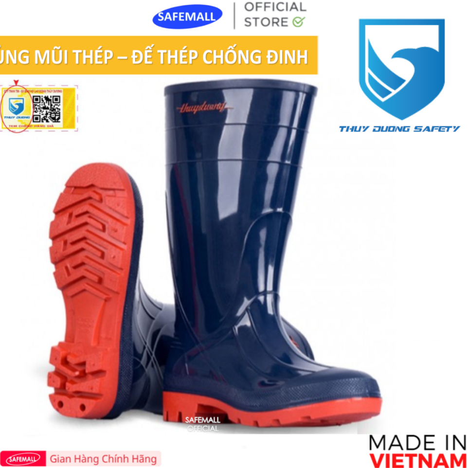 Ủng bảo hộ lao động mũi thép, đế thép, xanh rêu, đen, trắng vàng Thùy Dương bảo vệ chân an toàn - SAFEMALL