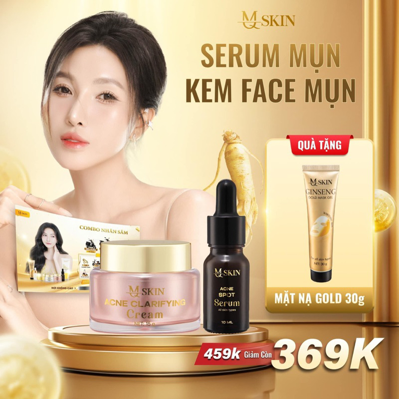 combo kem mụn + serum mụn (tặng nạ gold+ thẻ cào)
