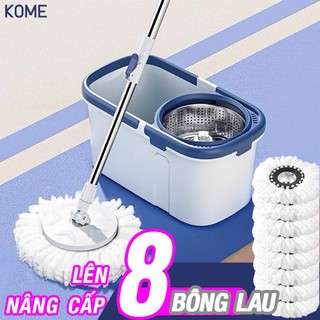 KOME Bộ Chổi Lau Nhà Xoay 360 Độ Cao Cấp Mới Gồm 1 Chậu Giăt+1 Cây Lau+8 Bông Lau 