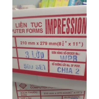 Giấy in liên tục 3 liên khổ giấy A5 : combo 2 thùng