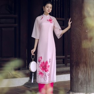 😍 Áo dài cách tân tơ ong 4 tà họa tiết in 3d mềm mại  sang chảnh mềm mại