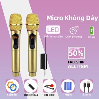 Micro không dây Ouileyr UHF-108 mới một cho hai micro phù hợp cho những buổi họp mặt gia đình karaoke