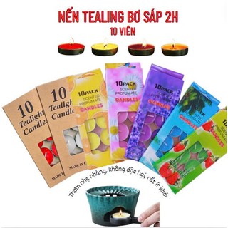 Nến viên,Nến Tealing 2h [10 viên] không khói,thơm, màu [vàng,đỏ ,trắng ,hồng tím]