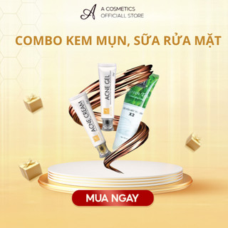 Combo kem giảm mụn, kiềm dầu A cosmetics, kem giảm mụn siêu tốc độ, sữa rửa mặt trà xanh x2 170g