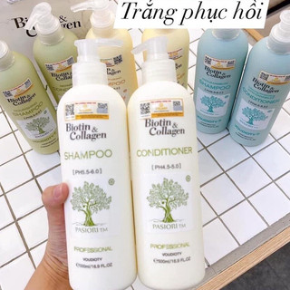 Dầu gội xả Biotin Collagen  màu trắng  phục hồi siêu mượt  500ml.