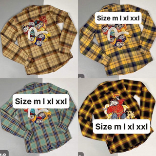 Sơ mi kẻ thêu hình hot