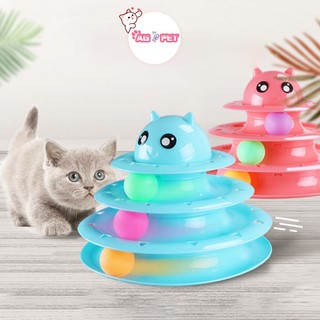 Đồ chơi cho mèo,Tháp banh bàn xoay cho thú cưng , Đồ chơi vui nhộn cho mèo